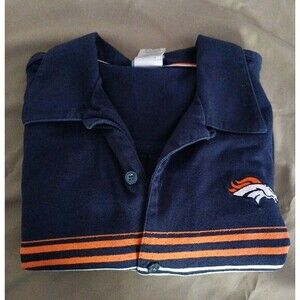 Denver Broncos Polo Shirt Men's Button Down L Blue NFL Reebok‎ Team Apparel